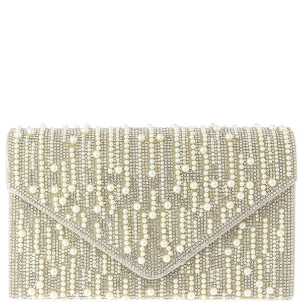 FASHION RHINESTONE PEARL DESIGN EVENING CLUTCH