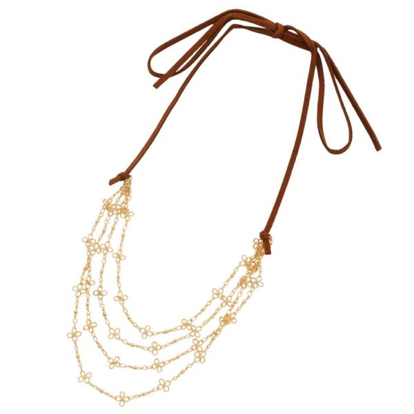 SODAJO FLOWER LINK GOLD DIPPED LAYERED NECKLACE