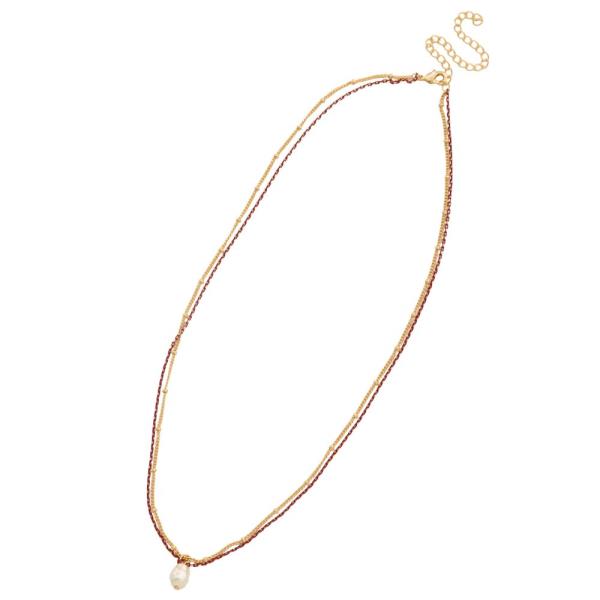 PEARL BEAD CHAIN LAYERED GOLD DIPPED NECKLACE