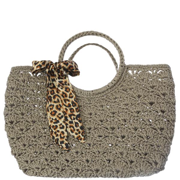 STRAW SCARF TOTE BAG