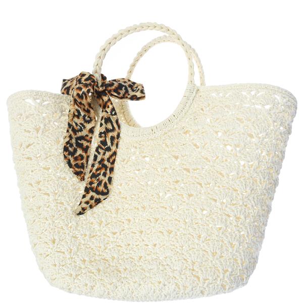 STRAW SCARF TOTE BAG