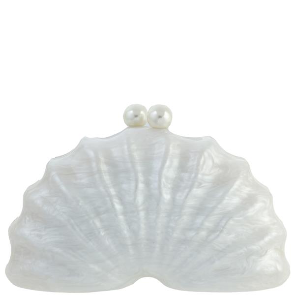 PEARL ACRYLIC FAN SHELL SHAPE EVENING CLUTCH