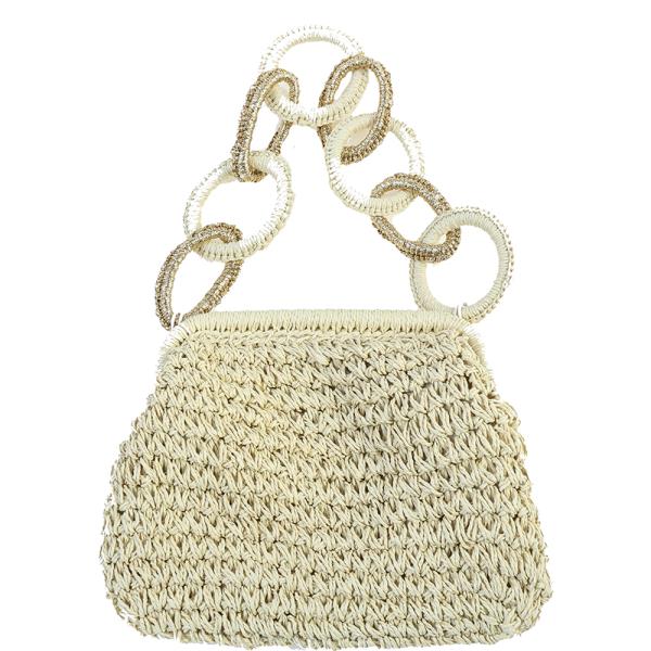 FASHION STRAW CIRCLE HANDLE BAG