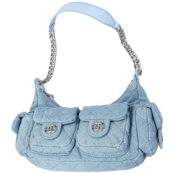 QUILTED DENIM DESIGN SHOULDER BAG
