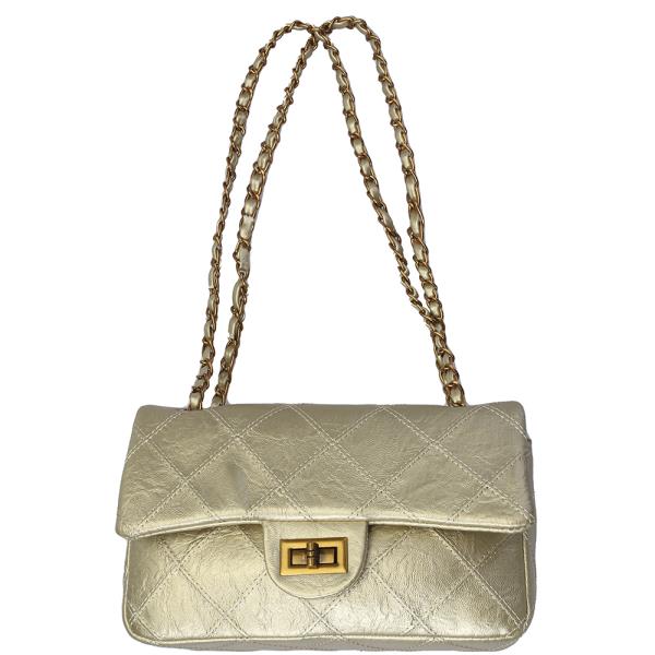 QUILTED TWIST LOCK CROSSBODY BAG