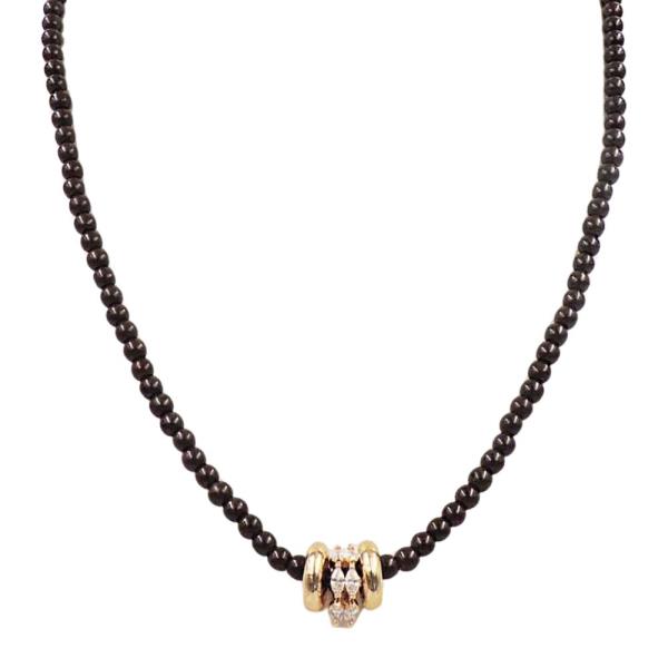 RHINESTONE CHARM BEADED NECKLACE