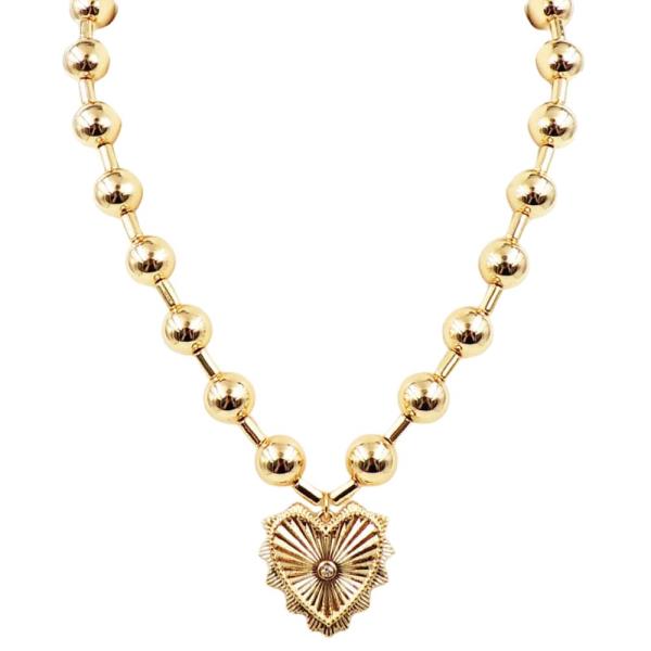 HEART BALL BEAD METAL NECKLACE