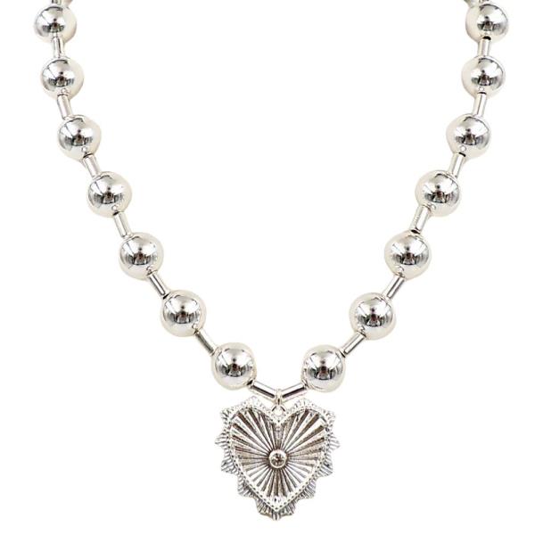 HEART BALL BEAD METAL NECKLACE