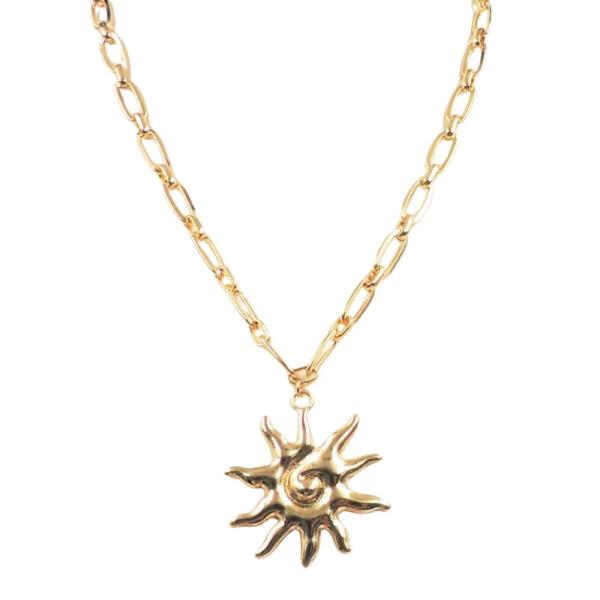 SWIRL SUN METAL PENDANT NECKLACE