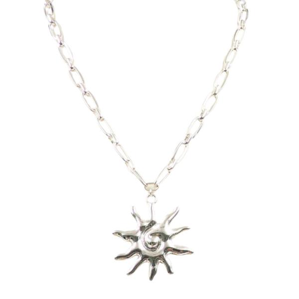 SWIRL SUN METAL PENDANT NECKLACE