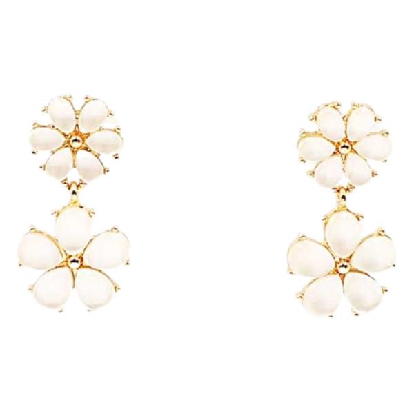 DOUBLE FLOWER LINK DANGLE EARRING