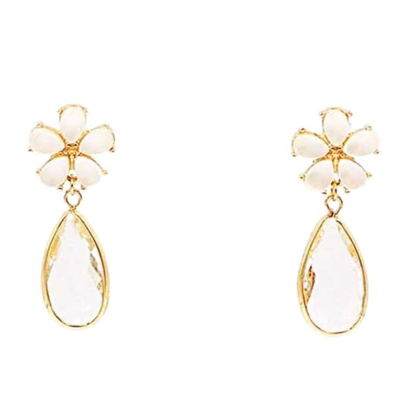 FLOWER TEARDROP LINK DANGLE EARRING