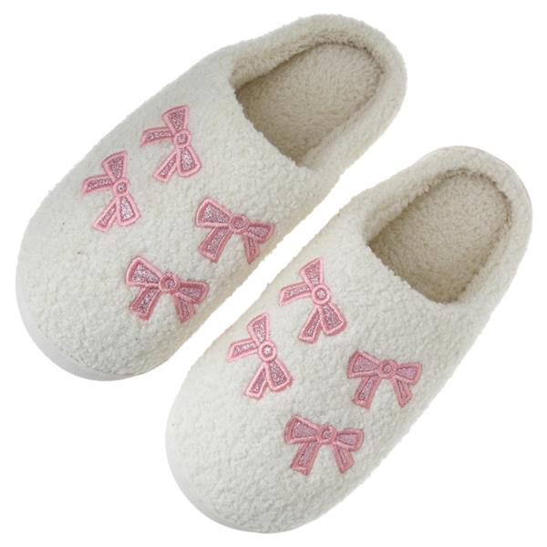 BOW PATTERN COZY HOME SLIPPER
