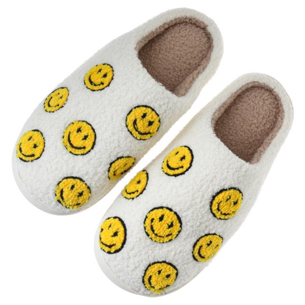 MULTI SMILEY HAPPY FACE COZY HOME SLIPPER
