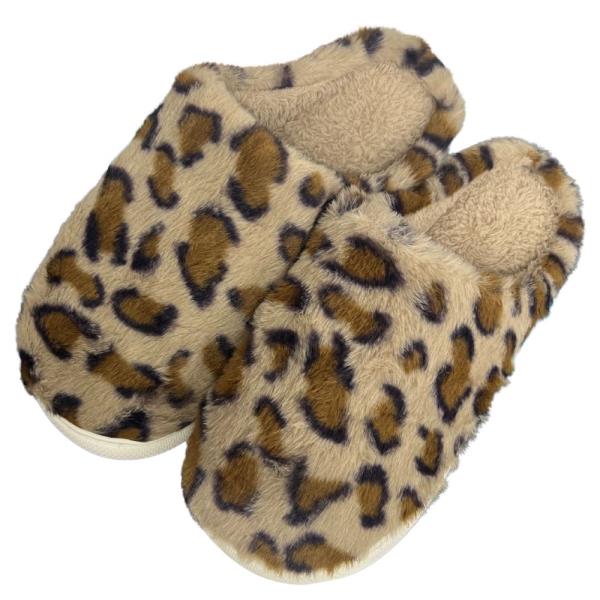 FAUX FUR LEOPARD COZY HOME SLIPPER