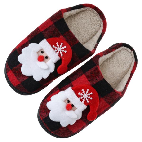 CHRISTMAS SANTA FACE CHECKERED COZY HOME SLIPPER