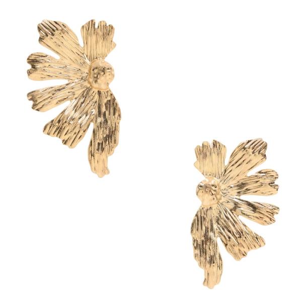 HALF FLOWER METAL EARRING