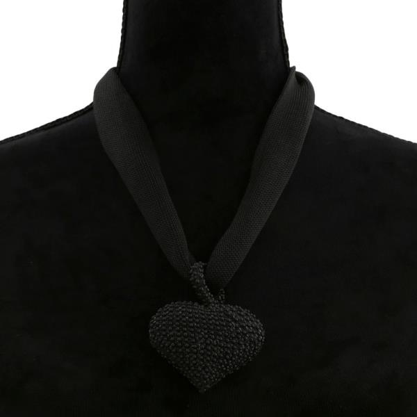 PUFFY HEART PENDANT FABRIC NECKLACE