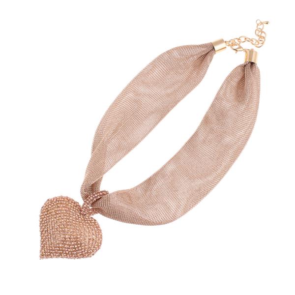 PUFFY HEART PENDANT FABRIC NECKLACE