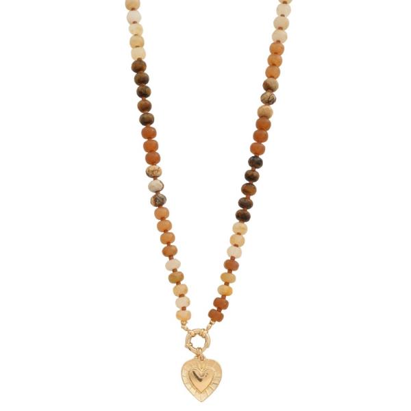 HEART CHARM BEADED NECKLACE