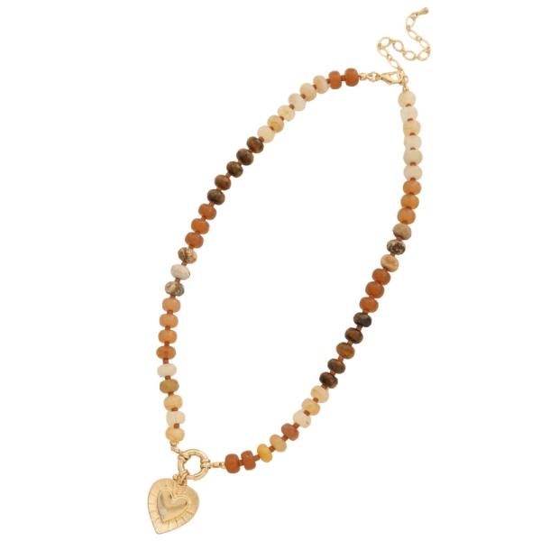 HEART CHARM BEADED NECKLACE