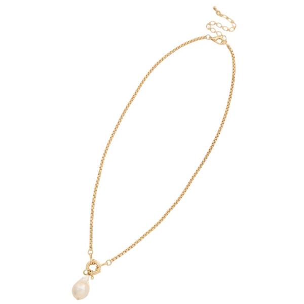 PEARL BEAD METAL NECKLACE