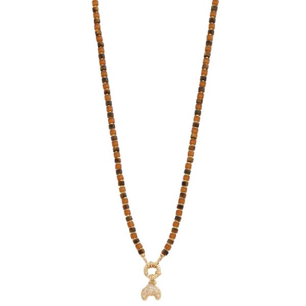 CROISSANT CHARM BEADED NECKLACE