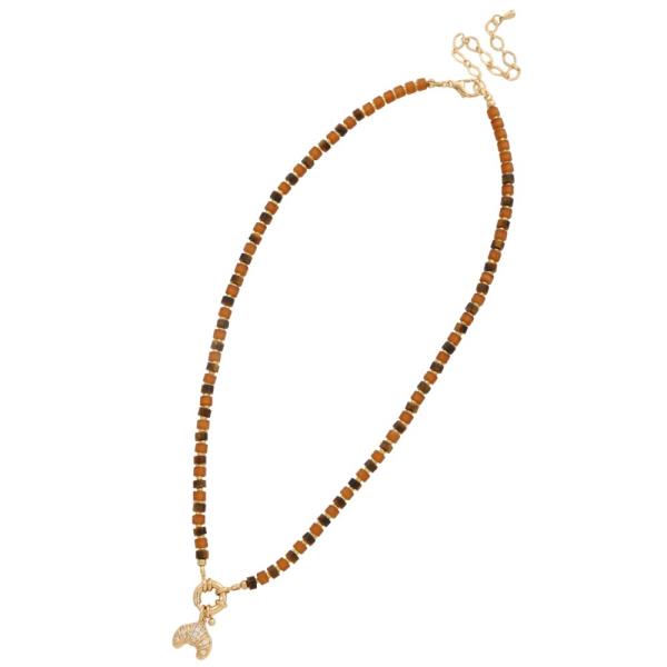 CROISSANT CHARM BEADED NECKLACE