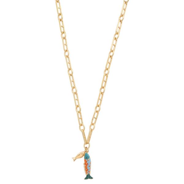 FISH CHARM OVAL LINK NECKLACE