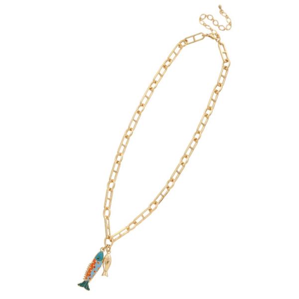 FISH CHARM OVAL LINK NECKLACE