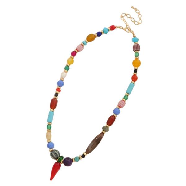 CHILLI PEPPER CHARM BEADED NECKLACE
