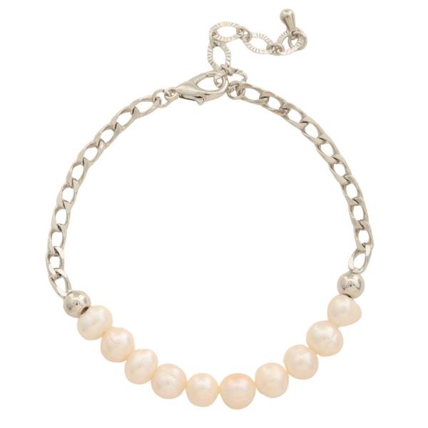 PEARL BEAD METAL BRACELET