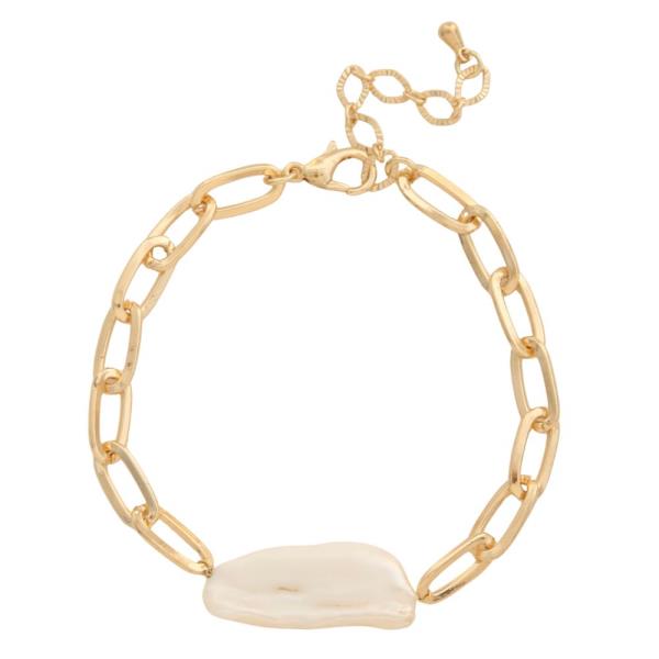 PEARL LONG OVAL LINK BRACELET