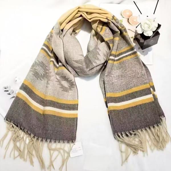ZTEC PATTERN FRINGE EDGE KNIT OBLONG SCARF