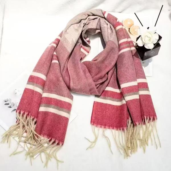 TRIPE PATTERN FRINGE EDGE KNIT OBLONG SCARF