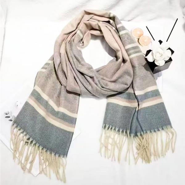 TRIPE PATTERN FRINGE EDGE KNIT OBLONG SCARF