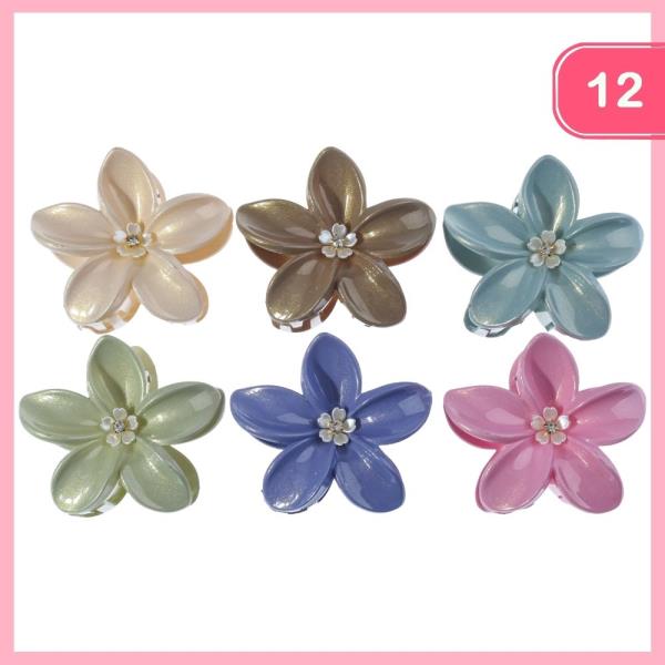 SHIMMER FLOWER HAIR CLAW CLIP (12 UNITS)