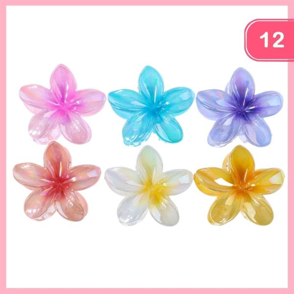 HOLOGRAPHIC FLOWER HAIR CLAW CLIP (12 UNITS)