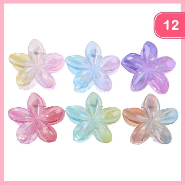 HOLOGRAPHIC FLOWER HAIR CLAW CLIP (12 UNITS)