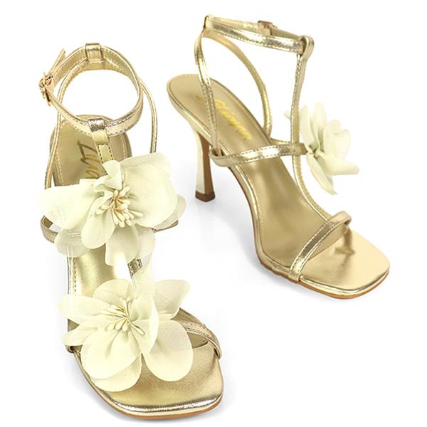 ELEGANT FLORAL STRAP HEEL 12 PAIRS