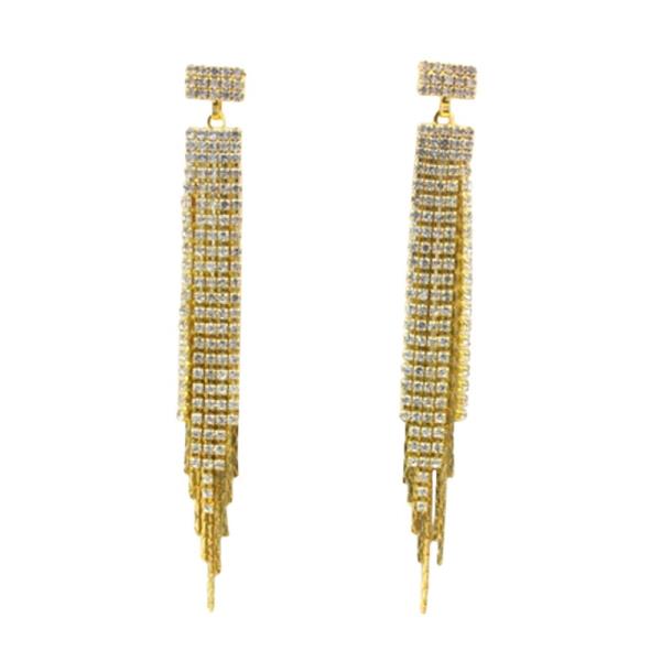 RHINESTONE FRINGE DANGLE EARRING