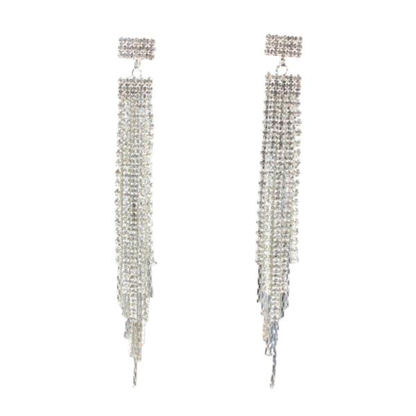 RHINESTONE FRINGE DANGLE EARRING
