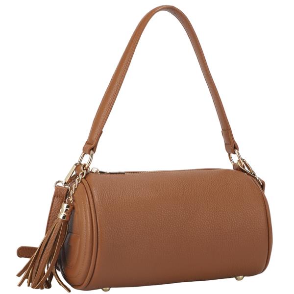 SMOOTH CYLINDER TASSEL SHOULDER CROSSBODY BAG