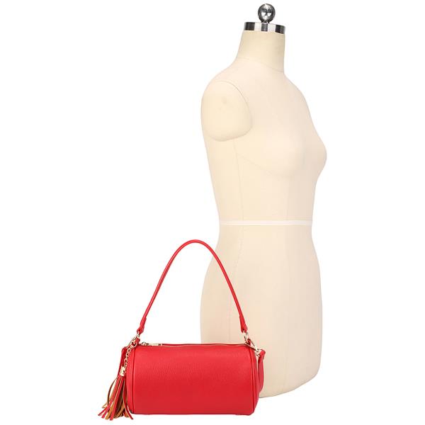 SMOOTH CYLINDER TASSEL SHOULDER CROSSBODY BAG
