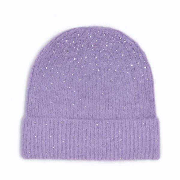 RHINESTONE STUDDED KNIT BEANIE HAT