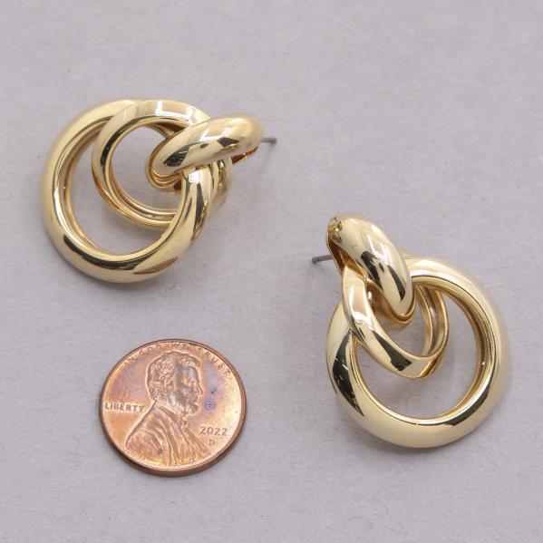 SODAJO TRIPLE HOOP METAL GOLD DIPPED EARRING