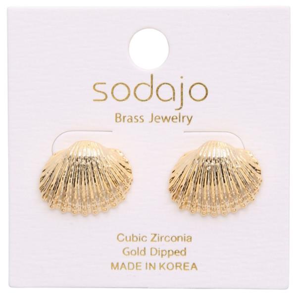 SODAJO SEASHELL STUD GOLD DIPPED EARRING