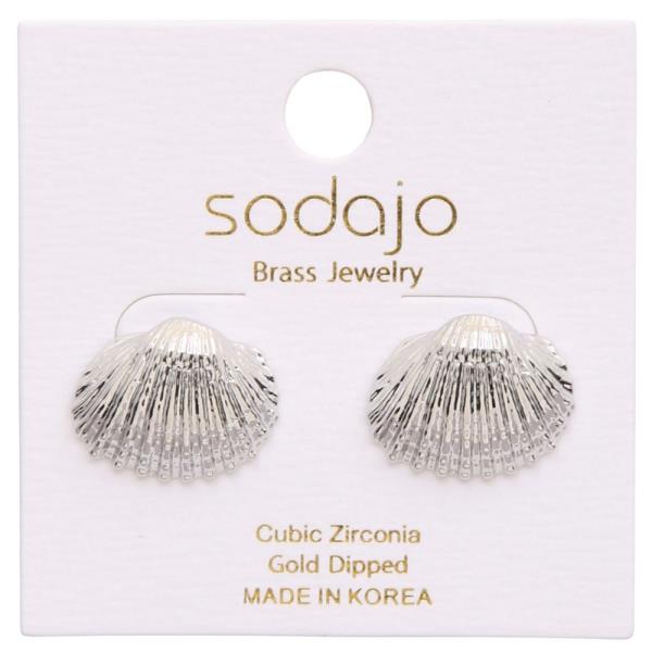 SODAJO SEASHELL STUD GOLD DIPPED EARRING