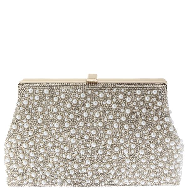 RHINESTONE PEARL STUD EVENING CLUTCH