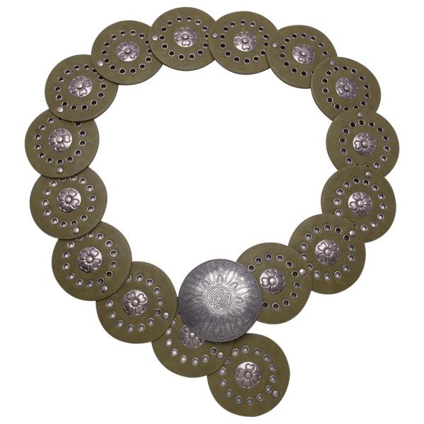 Y2K METAL WESTERN CONCHO EMBOSSED CIRCLE BELT